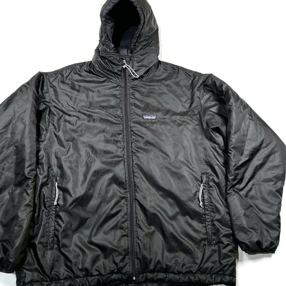 Patagonia Other - Patagonia Puff Ball Sweater VTG Mens Large Black Full Zip Hooded Puffer Jacket